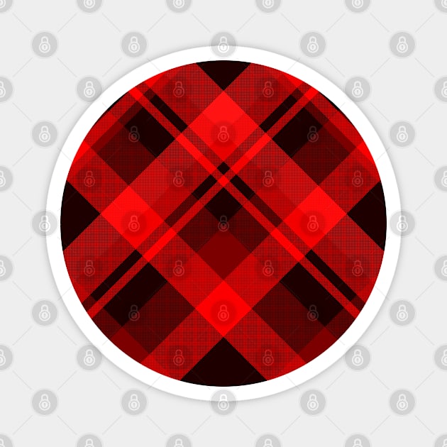 Red and Black Plaid Tartan Magnet by julieerindesigns